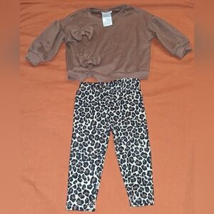 Madison Brown Top and Leopard Print Leggings Set